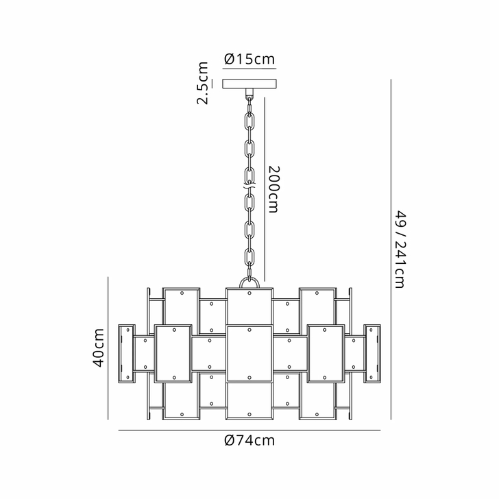 Idolite Natron 74cm Round Pendant/Semi Flush Faux Alabaster: 17 x E14: 2m Chain: Gold/Grey