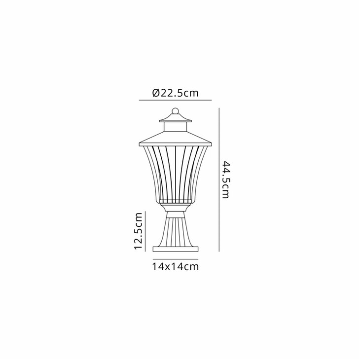 Idolite Northwich Ribbed Curved Frame Rectangular Outdoor Post Light In Black Complete With Seeded Clear Glass - IP54