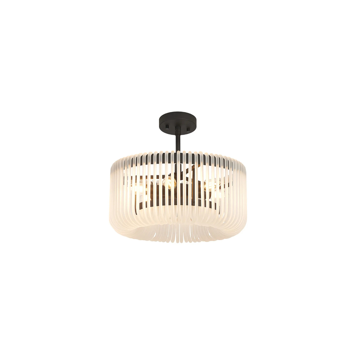 Idolite Nuboda 40cm 6 Light Pendant In Black Ceiling Light Complete With Frosted Glass Rods