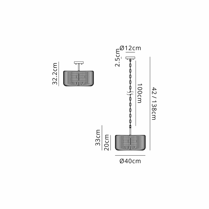 Idolite Nuboda 40cm 6 Light Pendant In Brass Ceiling Light Complete With Smoke Brown Glass Rods