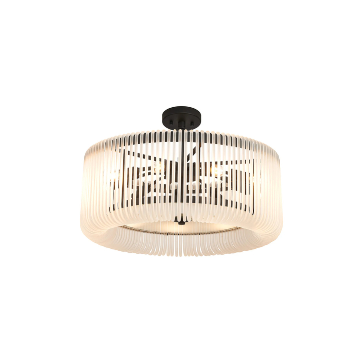 Idolite Nuboda 60cm Large 9 Light Pendant In Black Ceiling Light Complete With Frosted Glass Rods