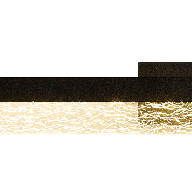 Idolite Odette Large LED Bathroom Wall Light Sand Black With Clear Crackle Glass - IP44, 3000K