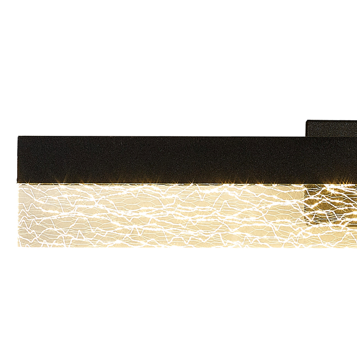 Idolite Odette LED Bathroom Wall Light Sand Black With Clear Crackle Glass - IP44, 3000K