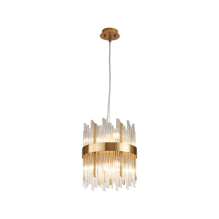 Idolite Ohird 26cm Brass And Clear 6 Light Round Glass Pendant Light