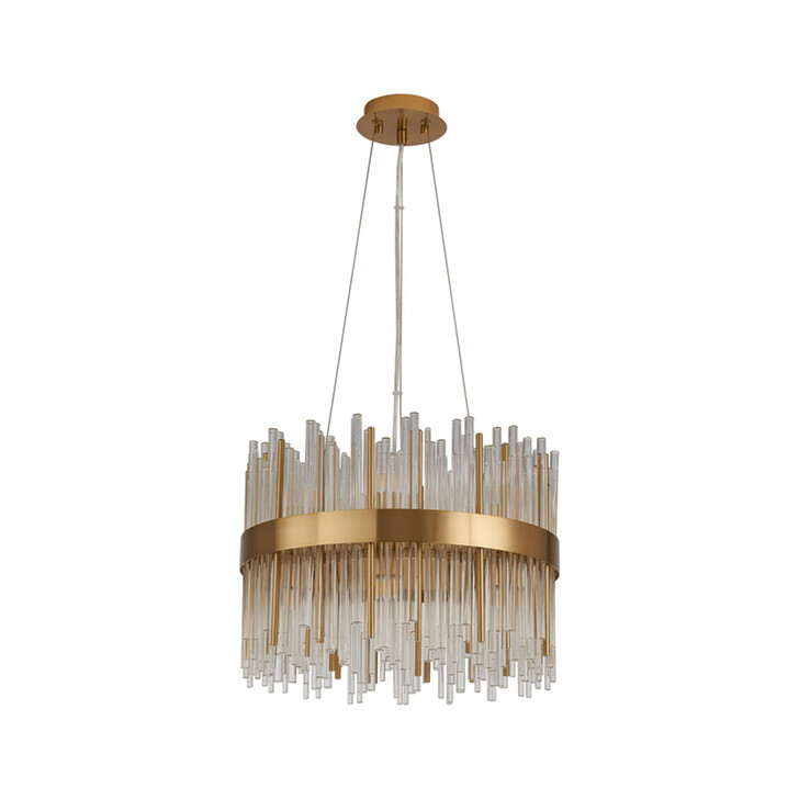 Idolite Ohird 40cm Brass And Clear 6 Light Round Glass Pendant Light
