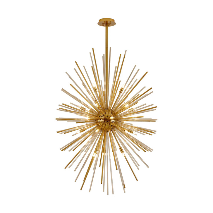 Idolite Ohird 80cm Brass And Cognac 24 Light Vertical Sputnik Glass Pendant Light