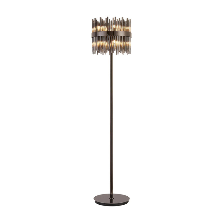 Idolite Ohird Black Chrome And Smoked 10 Light Floor Lamp - Switched