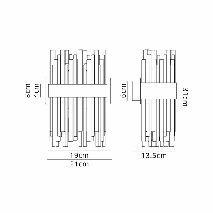 Idolite Ohird Brass And Cognac 4 Light Glass Wall Light