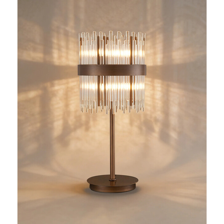 Idolite Ohird Painted Matt Bronze And Clear 6 Light Table Lamp - Switched