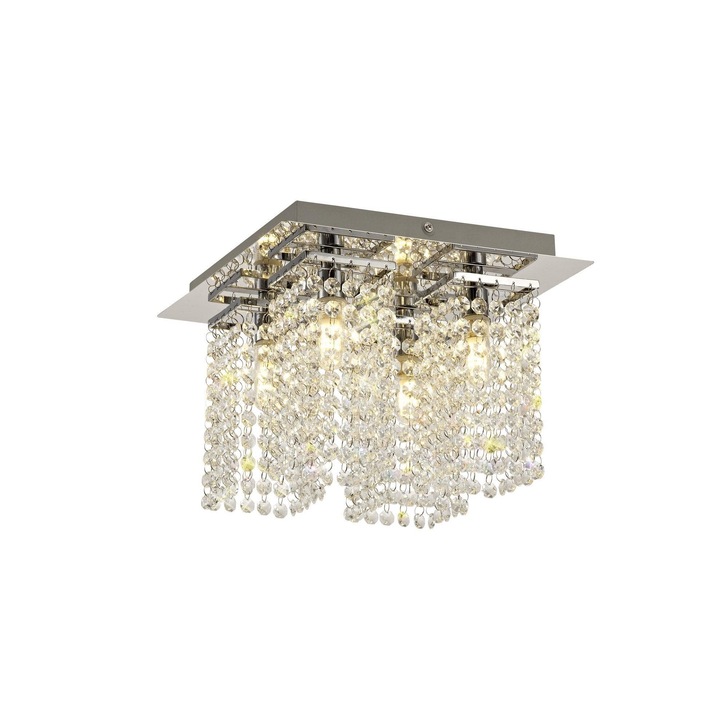 Idolite Paddington Polished Chrome 4 Light Flush Crystal Bathroom Ceiling Light