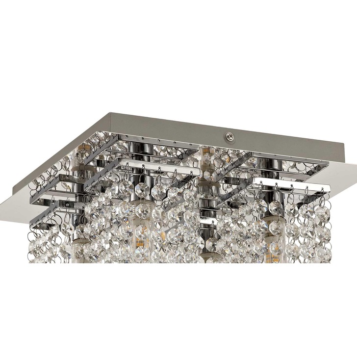 Idolite Paddington Polished Chrome 4 Light Flush Crystal Bathroom Ceiling Light