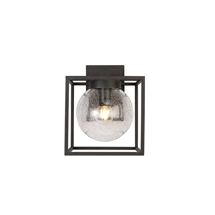 Idolite Pagon Anthracite Exterior Wall Light Complete With Clear Seeded Glass - IP54