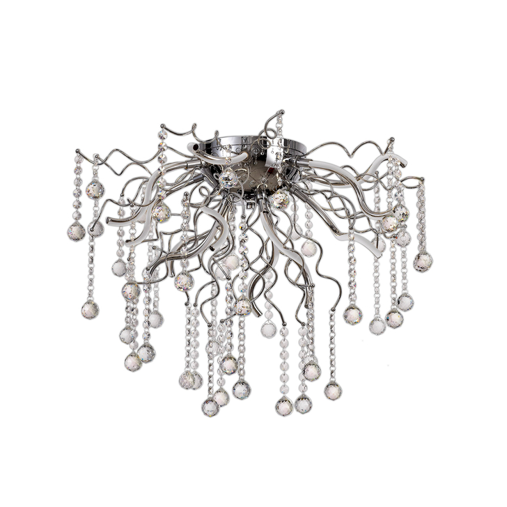 Idolite Pamir Polished Chrome Finish 12 Light LED Semi Flush Crystal Ceiling Light - 3000K