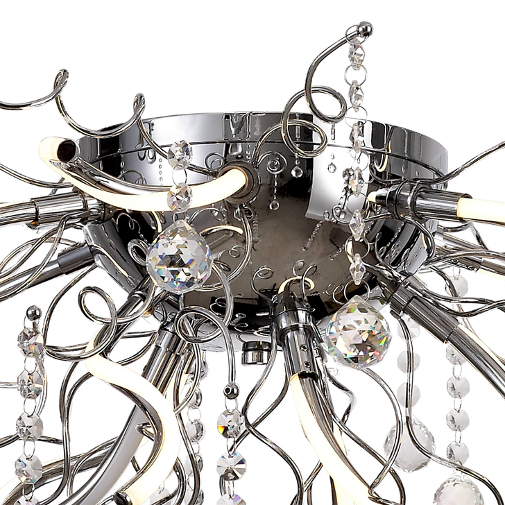 Idolite Pamir Polished Chrome Finish 12 Light LED Semi Flush Crystal Ceiling Light - 3000K