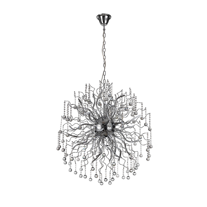 Idolite Pamir Polished Chrome Finish 30 Light LED Crystal Pendant - 3000K