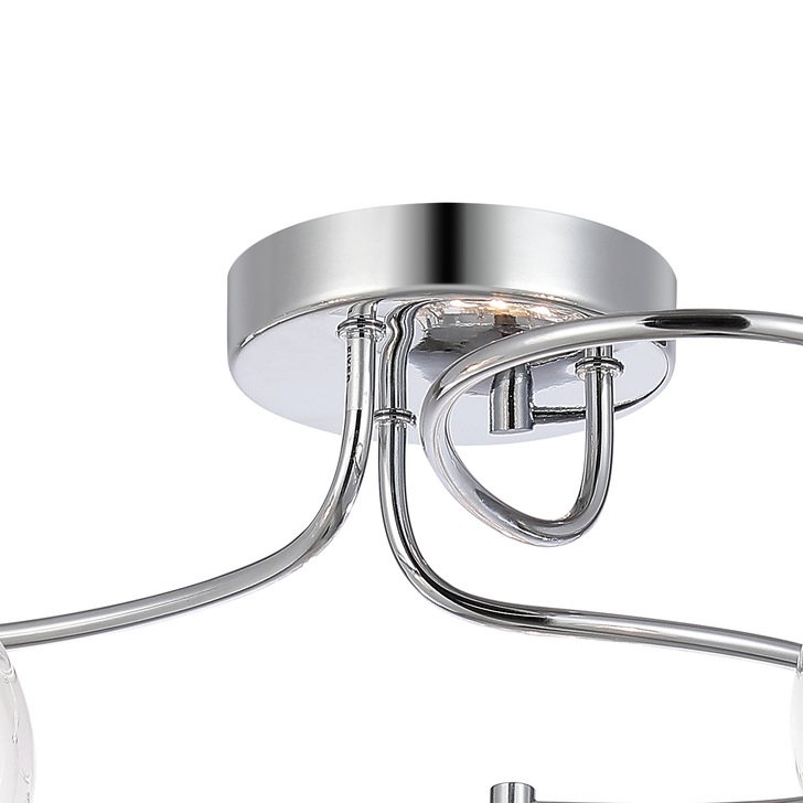 Idolite Patterson 3 Light Polished Chrome Flush Bathroom Light Complete With Clear Glasses and Crystal Decoration - IP44