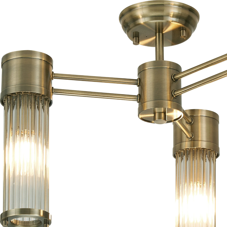 Idolite Pearson 3 Light Semi Flush Bathroom Ceiling Light Antique Brass - IP44