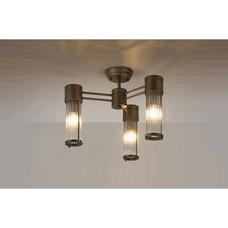 Idolite Pearson 3 Light Semi Flush Bathroom Ceiling Light Bronze - IP44