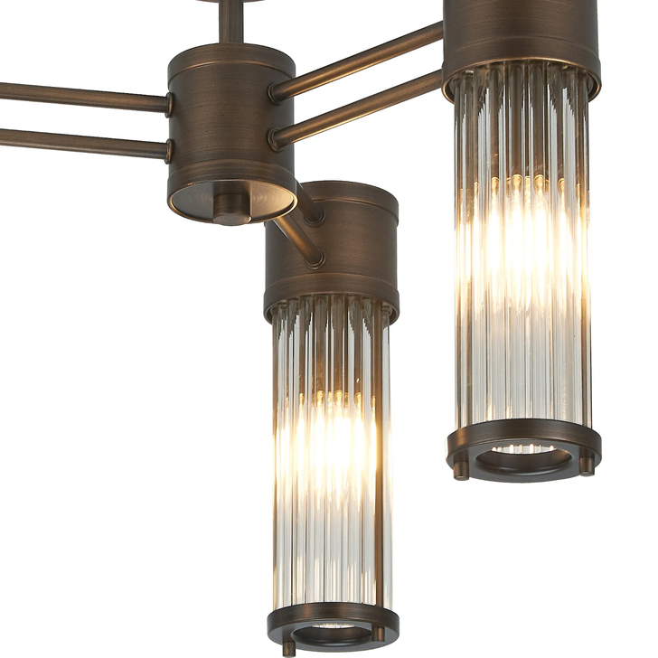 Idolite Pearson 3 Light Semi Flush Bathroom Ceiling Light Bronze - IP44