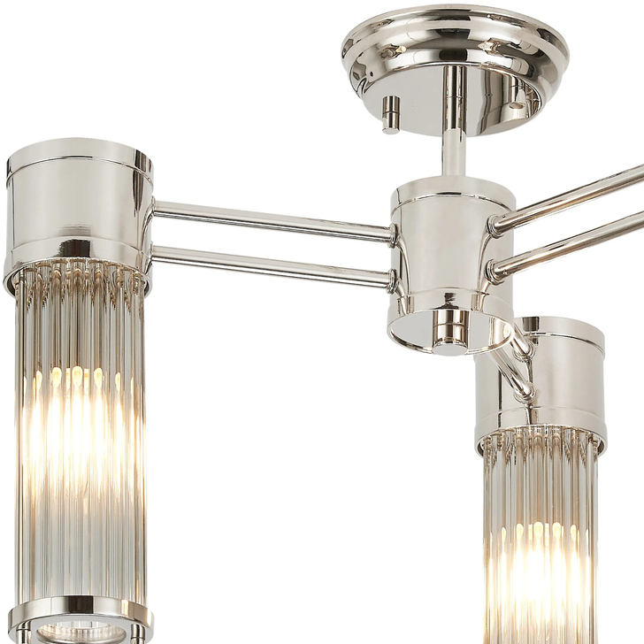 Idolite Pearson 3 Light Semi Flush Bathroom Ceiling Light Polished Nickel - IP44