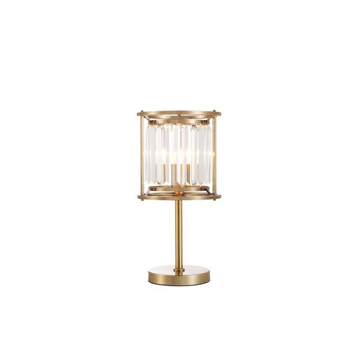 Idolite Petra 1 Light Table Lamp Antique Brass With Clear Crystal