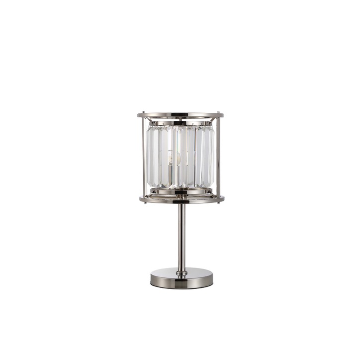 Idolite Petra 1 Light Table Lamp Polished Nickel With Clear Crystal