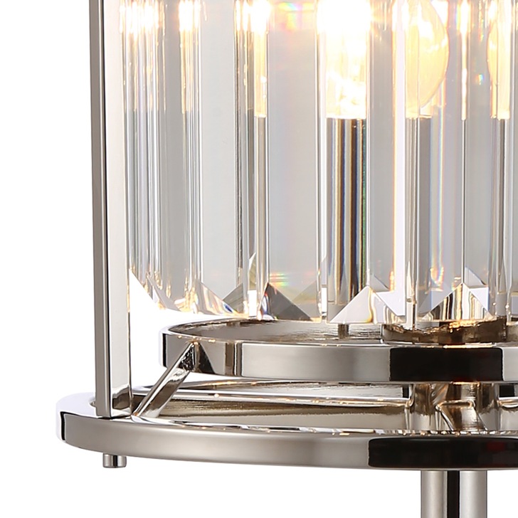 Idolite Petra 1 Light Table Lamp Polished Nickel With Clear Crystal