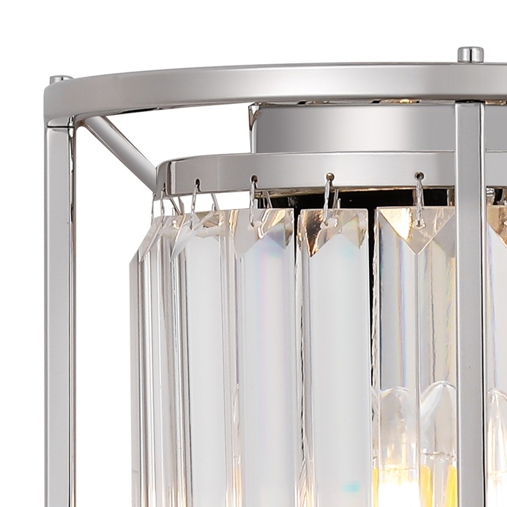 Idolite Petra 2 Light Wall Lamp Polished Nickel With Clear Crystal