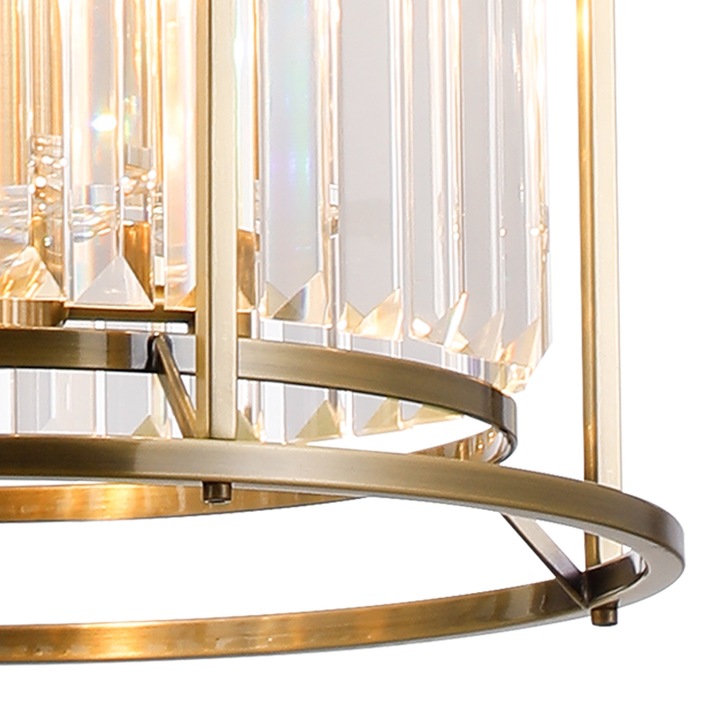 Idolite Petra 2 Tier 6 Light Pendant/Semi-Flush Ceiling Light Antique Brass With Clear Crystal