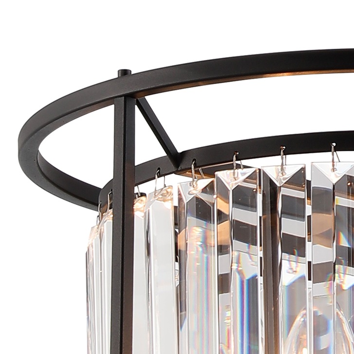 Idolite Petra 3 Light Pendant/Semi-Flush Ceiling Light Satin Black With Clear Crystal