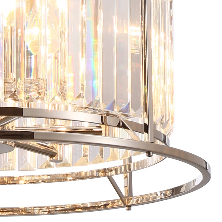 Idolite Petra 6 Light Pendant/Semi-Flush Ceiling Light Polished Nickel With Clear Crystal