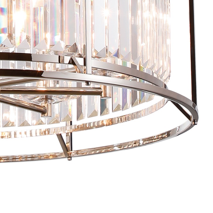 Idolite Petra 8 Light Pendant/Semi-Flush Ceiling Light Polished Nickel With Clear Crystal