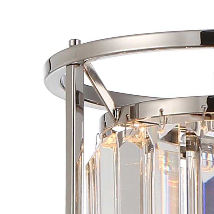 Idolite Petra Single Pendant/Semi-Flush Ceiling Light Polished Nickel With Clear Crystal