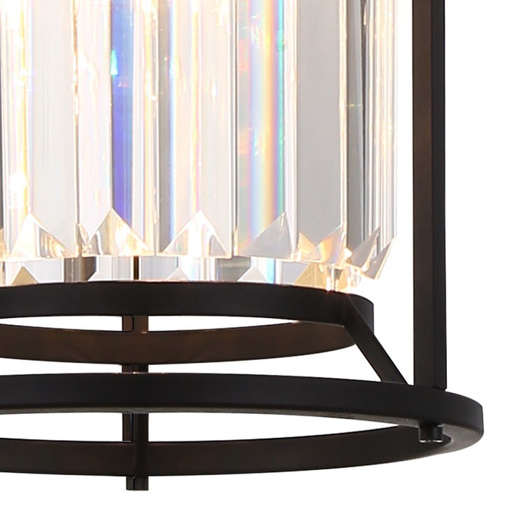 Idolite Petra Single Pendant/Semi-Flush Ceiling Light Satin Black With Clear Crystal