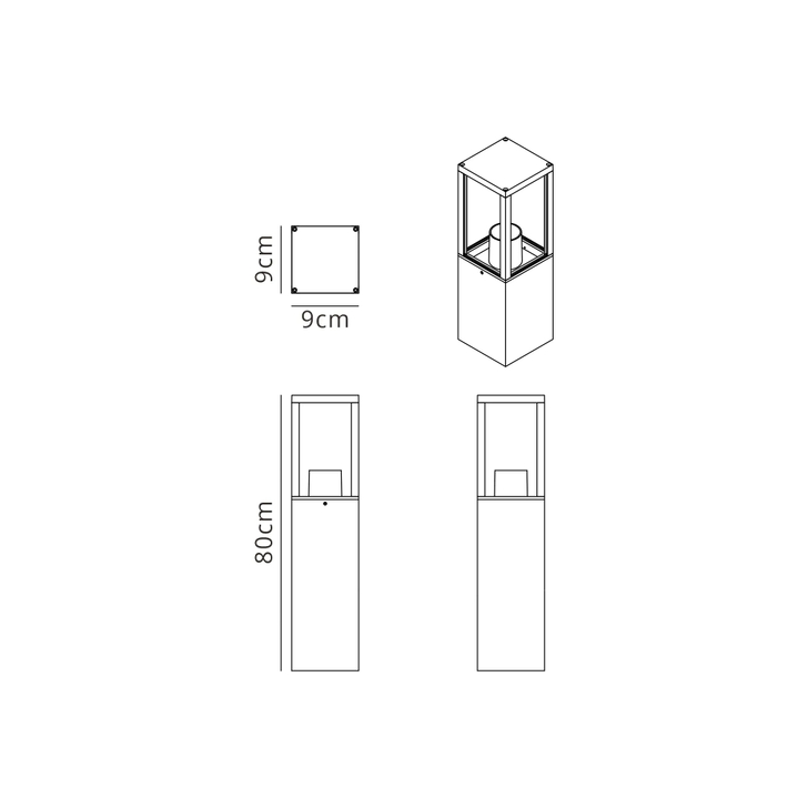 Idolite Pimlico 80cm Bollard: 1 x E27: IP65: Graphite Black