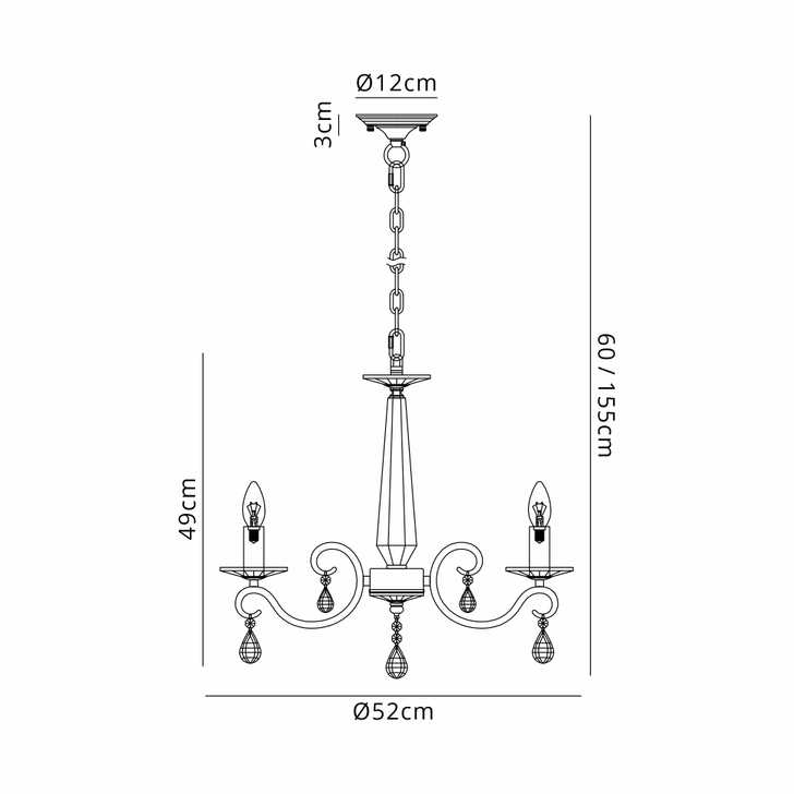 Idolite Piti Antique Brass 4 Light Crystal Chandelier
