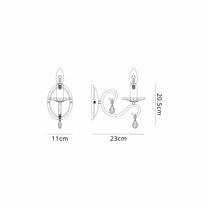 Idolite Piti Antique Brass Single Crystal Wall Light