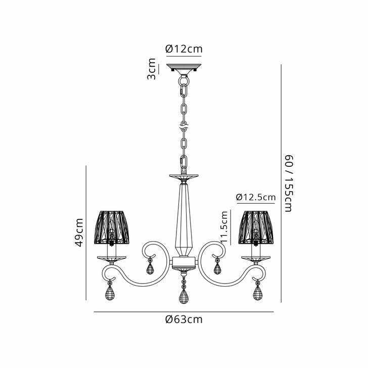 Idolite Piti French Gold Finish 6 Light Crystal Chandelier Complete With Crystal Shades