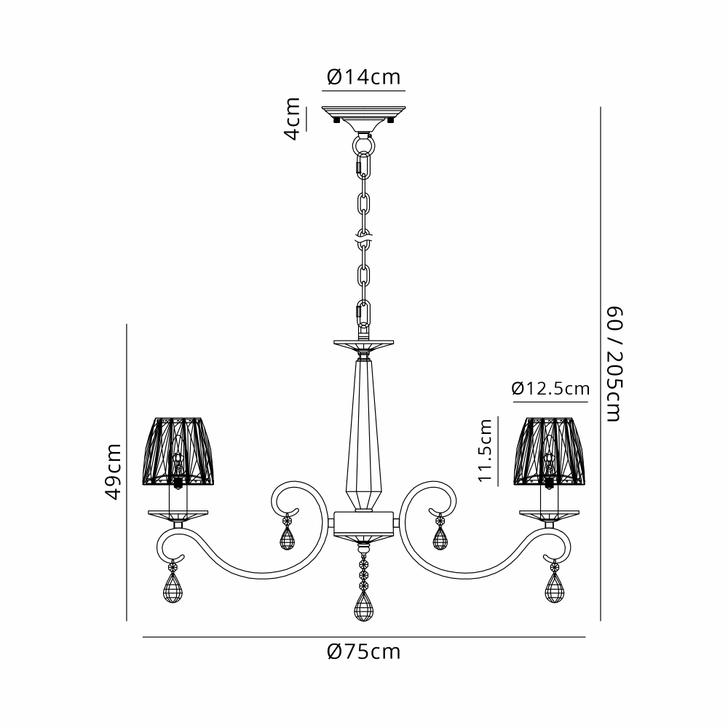Idolite Piti Polished Nickel 8 Light Crystal Chandelier Complete With Crystal Shades