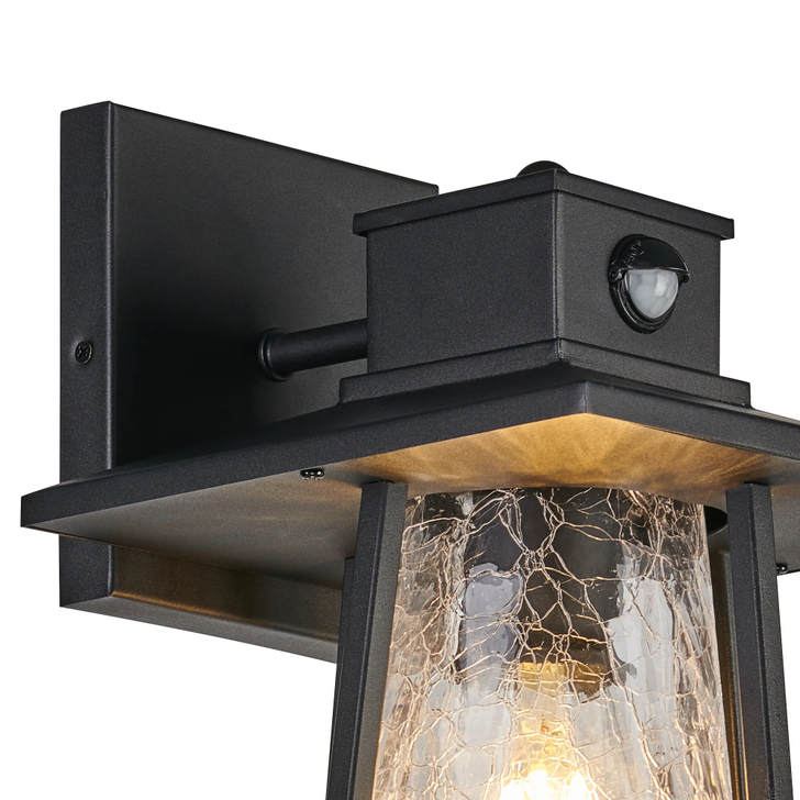 Idolite Potter Black Exterior Wall Light Complete With Pir And Clear Glass - IP44