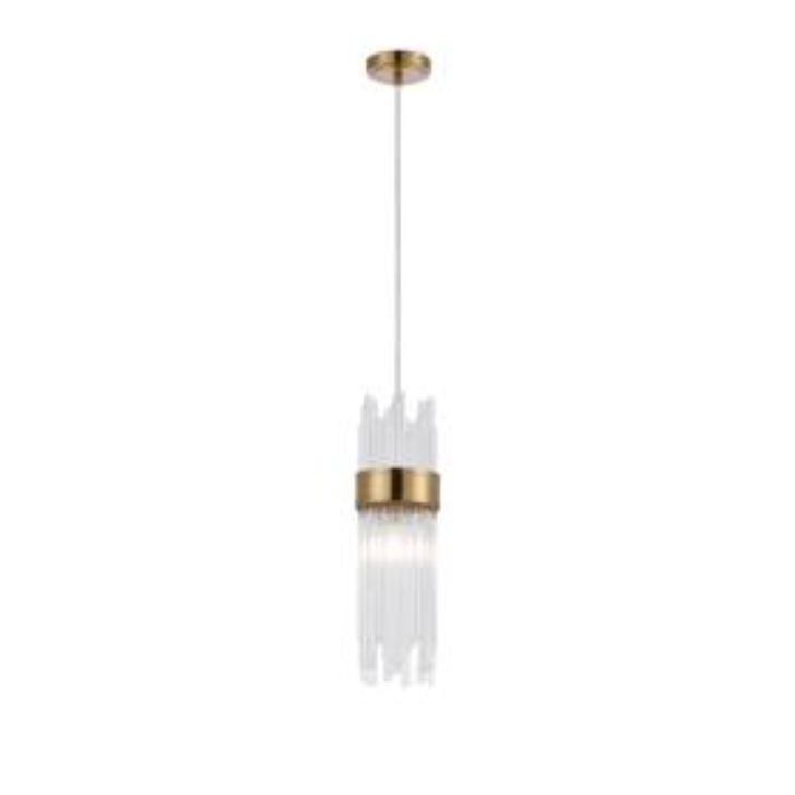 Idolite Raya Single Pendant, 1 Light E14, IP44, Gold/Clear