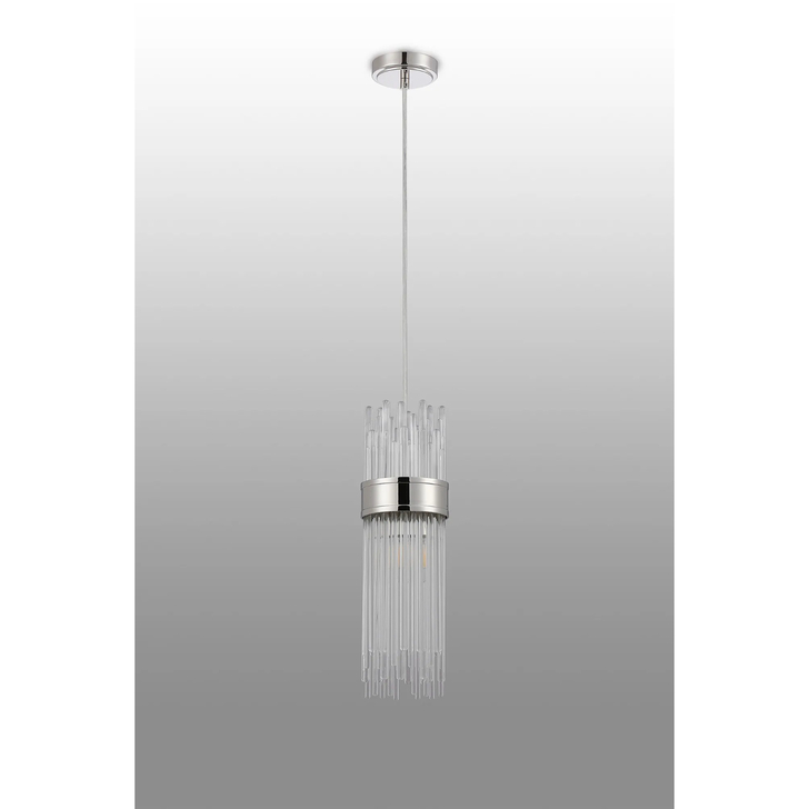 Idolite Raya Single Pendant, 1 Light E14, IP44, Polished Nickel/Clear
