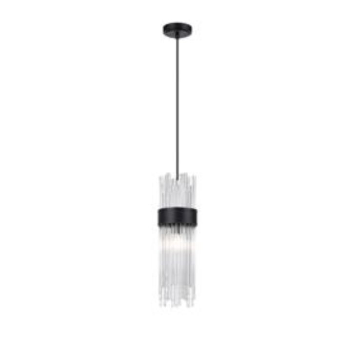 Idolite Raya Single Pendant, 1 Light E14, IP44, Satin Black/Clear