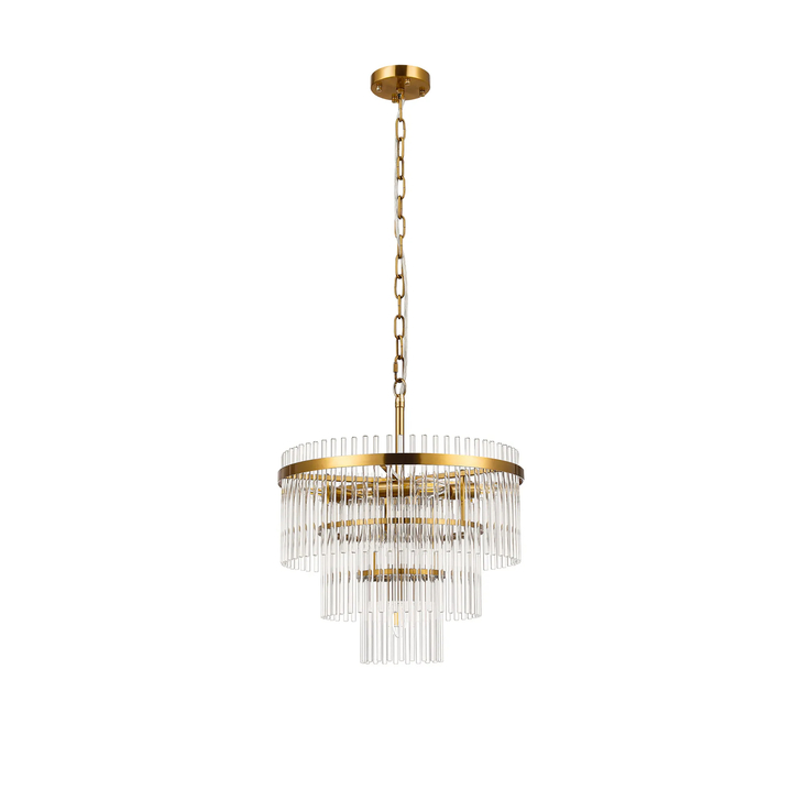Idolite Ronan 45cm Pendant/Semi Ceiling 7 Light E14, Brass/Clear Glass Rods