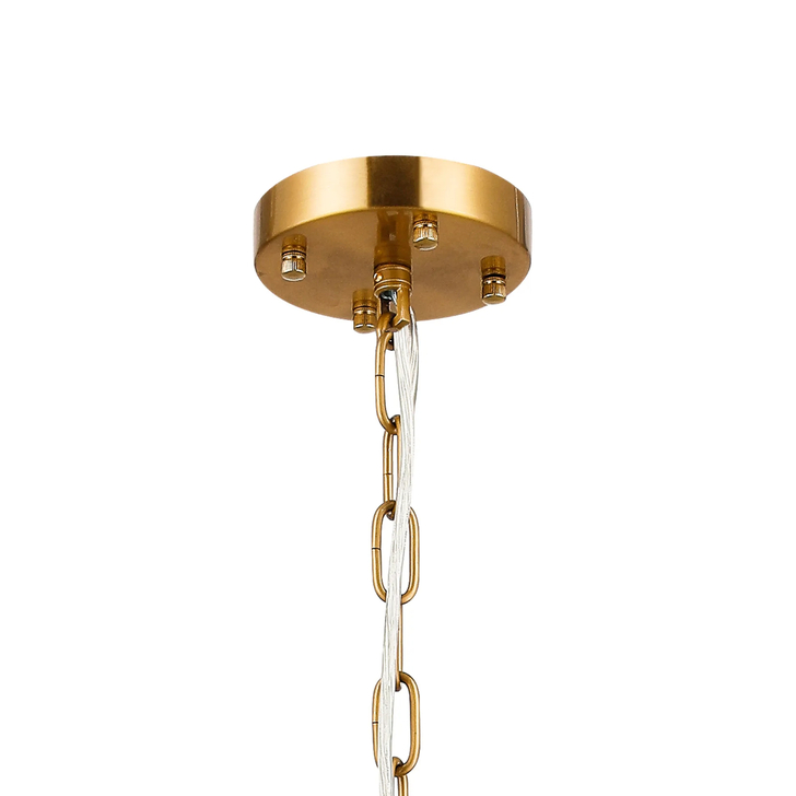 Idolite Ronan 60cm Pendant/Semi Ceiling 10 Light E14, Brass/Clear Glass Rods