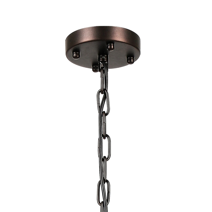 Idolite Ronan 77cm Pendant/Semi Ceiling 15 Light E14, Brown Oxide/Clear Glass Rods