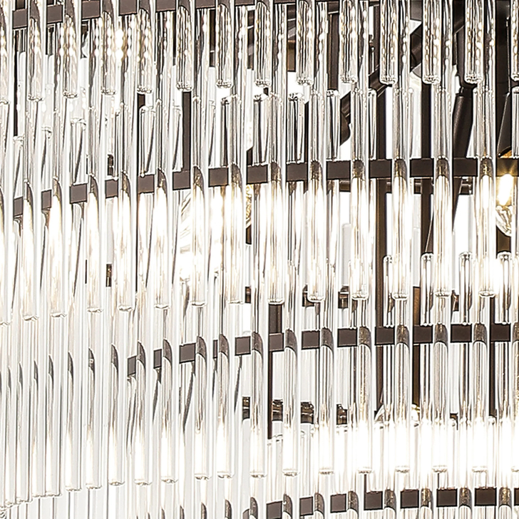 Idolite Ronan 96cm Pendant/Semi Ceiling 22 Light E14, Brown Oxide/Clear Glass Rods