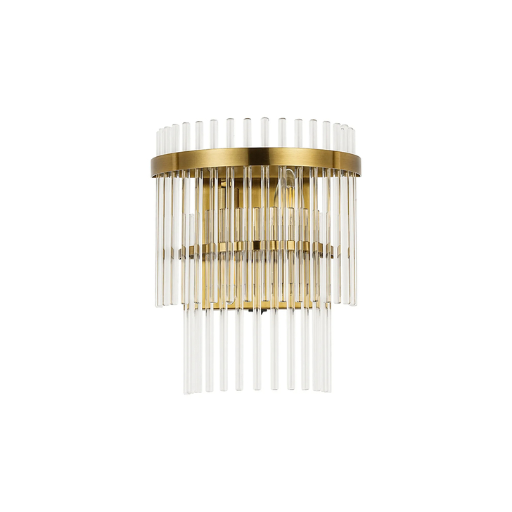 Idolite Ronan Wall Lamp 2 Light E14, Brass/Clear Glass Rods