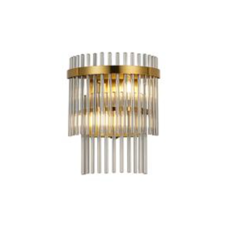 Idolite Ronan Wall Lamp 2 Light E14, Brass/Smoke Glass Rods