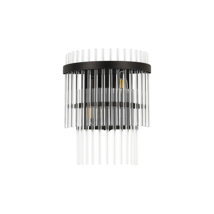Idolite Ronan Wall Lamp 2 Light E14, Brown Oxide/Clear Glass Rods